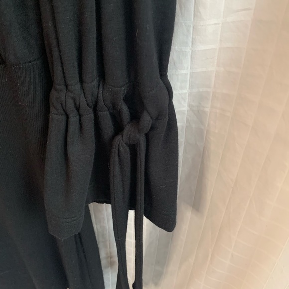 BLACK- hoodie sweatshirt dress with ribbed bottom - Picture 4 of 10